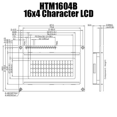 Beyaz Yan Aydınlatmalı COB 16X4 Karakter LCD Modülü LCD HTM1604B