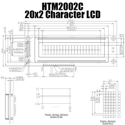 Pratik 20x2 LCD Karakter Modülü, Sarı Yeşil STN LCD Modülü HTM2002C