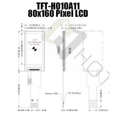 0,96 İnç Bar Tipi TFT LCD , SPI Güneş Işığında Okunabilir TFT 350cd/m2