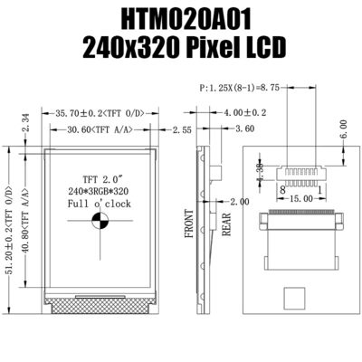 2.0 İnç SPI TFT LCD Modül Ekran Pratik 240x320 HTM020A01