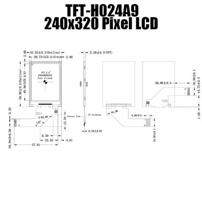 Dayanıklı 2,4 İnç Güneş Işığında Okunabilir TFT LCD Ekran 240x320 TFT-H024A9QVIFT8N20