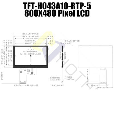 3,3V Dirençli LCD 4,3 İnç , 800x480 LCD TFT 4,3 İnç TFT-H043A10SVIST5R40