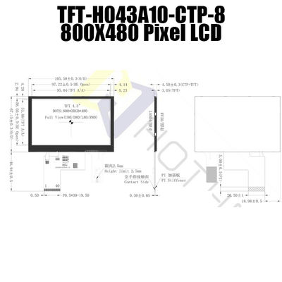 800x480 4.3 İnç TFT LCD Ekran Modülü Kapasitif Dokunmatik Ekran Modülü Pcap Monitör