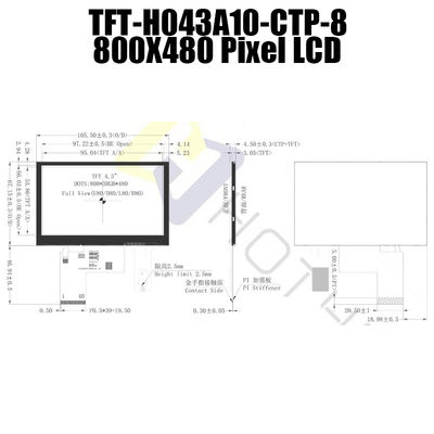 800x480 4.3 İnç TFT LCD Ekran Modülü Kapasitif Dokunmatik Ekran Modülü Pcap Monitör