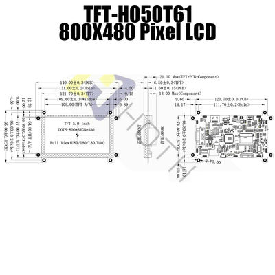 Endüstriyel VGA HDMI LCD Modülü, 600cd / M2 5 İnç LCD Ekran HDMI TFT-050T61SVHDVNSDC