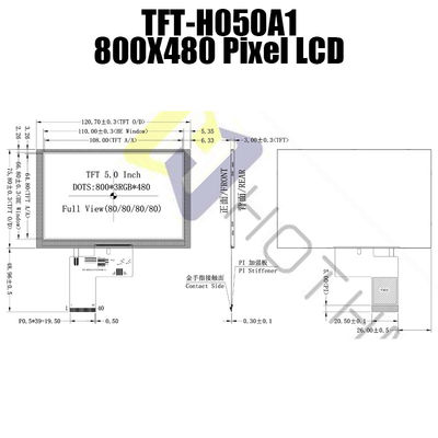 IC 7262 Renkli TFT Dokunmatik Ekran Çok Amaçlı 5.0 İnç 800x480 Nokta TFT-H050A1SVIST6N40