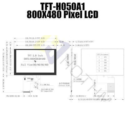 5 İnç 800X480 Pcap Monitör Geniş Sıcaklık TFT LCD Modül Dokunmatik Ekran
