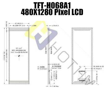 6,86 İnç 480x1280 Bar Tipi Yuvarlak TFT LCD Güneş Işığında Okunabilir NV3051F1