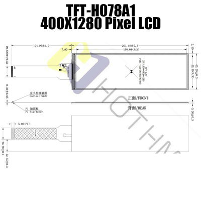 7,8 İnç 400x1280 Bar Tipi TFT, ST7703 Yüksek Parlaklıkta LCD Ekran