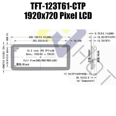 IPS TFT LCD Modülü HDMI 12.3 İnç 1920x720 Güneş Işığında Okunabilir Pcap Monitör TFT Ekran