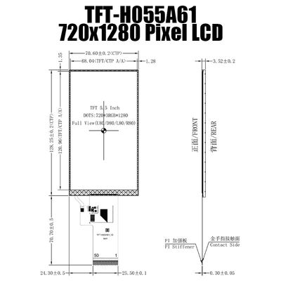 MIPI 720x1280 IPS TFT LCD Ekran 5.5 İnç FT6336G/TFT-H055A61HDINVKN40