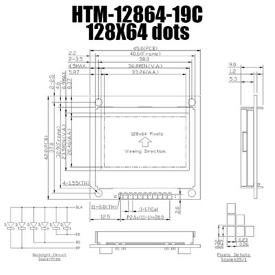 Beyaz Aydınlatmalı 128X64 FSTN Grafik LCD Modülü HTM12864-19C