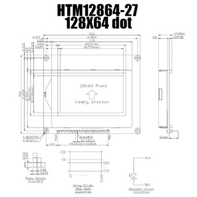 Beyaz Aydınlatmalı 128X64 20PIN Grafik LCD Modülü ST7565R