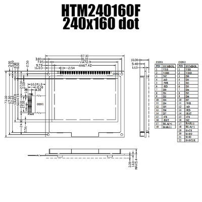 IC ST7529 ile Enstrümantasyon 240X160 FSTN LCD Ekran Grafik Modülü