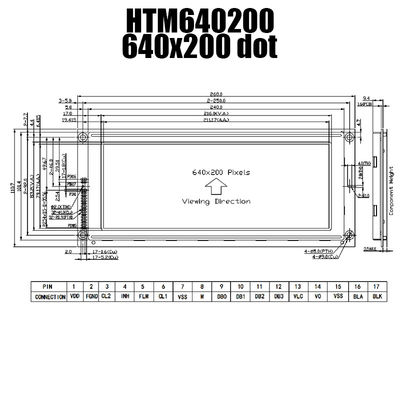 Beyaz Aydınlatmalı 640x200 Dayanıklı Grafik LCD Modülü DFSTN HTM640200
