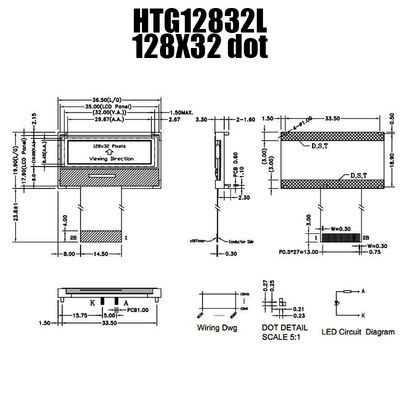 128X32 Grafik COG LCD ST7567 | STN + Beyaz Arkadan Aydınlatmalı Ekran/HTG12832L