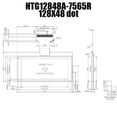 128X48 Grafik COG LCD ST7565R-G | Beyaz Yan Arkadan Aydınlatmalı STN+ Ekran/HTG12848A