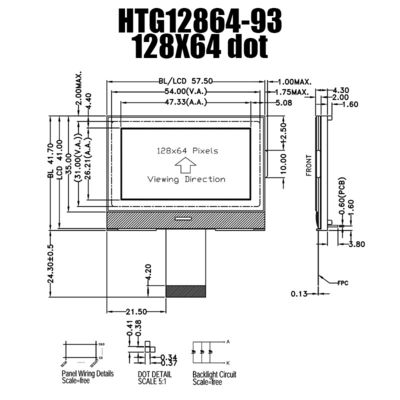 Beyaz Yan Aydınlatmalı 128X64 Gri LCD Grafik Ekran Modülü HTG12864-93