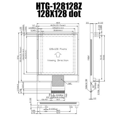 128X128 Grafik COG LCD Modülü SSD1848 STN-Gri Ekran HTG128128Z