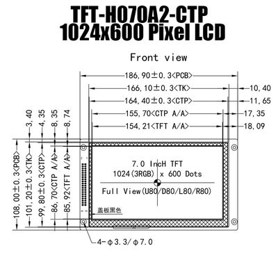 Raspberry Pi için 7 inç Kapasitif Dokunmatik Ekran IPS 1024x600 RGB Arayüzü