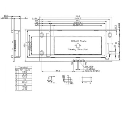 SPI Arabirimli 128x48 Matrix Grafik LCD Modülü HTM12848C