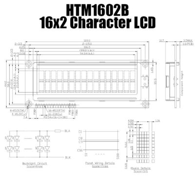 Yeşil Aydınlatmalı 16x2 Orta Boy LCD Karakter Ekranı HTM1602B
