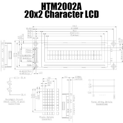 20x2 MCU Karakter LCD Modülü Yeşil Aydınlatmalı Pratik HTM2002A