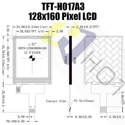 1,77 İnç Güneş Işığında Okunabilir Dirençli TFT Ekran 128x160 Tft Renkli Monitör