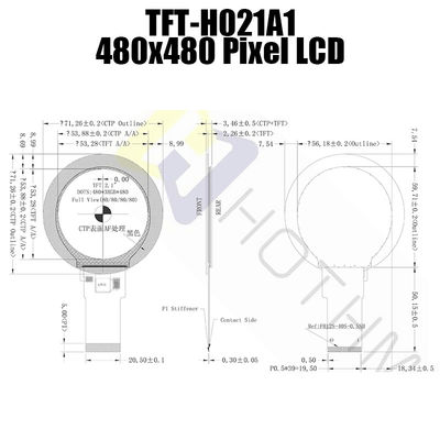 2.1 İnç 480x480 Bar Tipi Yuvarlak TFT LCD Güneş Işığında Okunabilir Pcap Monitör