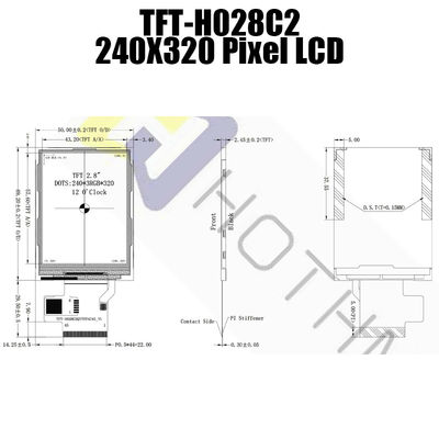 280cd / m2 2,8 İnç Sıvı Kristal Ekran Modülü, 240x320 TFT Panel Ekran TFT-H028C2QVTST3N45