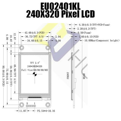 Dirençli Dokunuşlu Beyaz LED 2,4 İnç 240x320 UART TFT Ekran