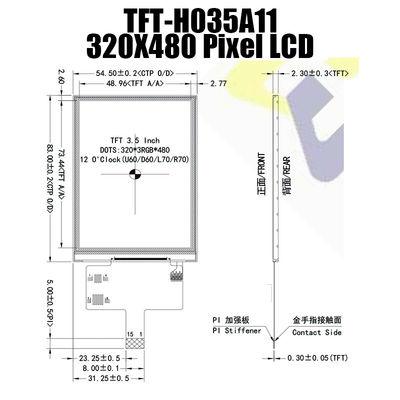 ST7796 IC ile Dayanıklı 3,5 İnç SPI TFT Ekran 320x480 Nokta