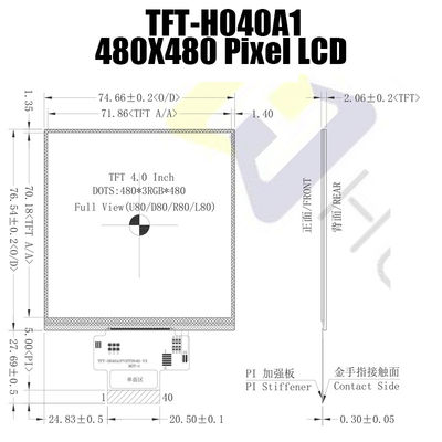 4 İnç 480x480 Nokta Kare TFT LCD Ekran Güneş Işığında Okunabilir SPI RGB ST7701S