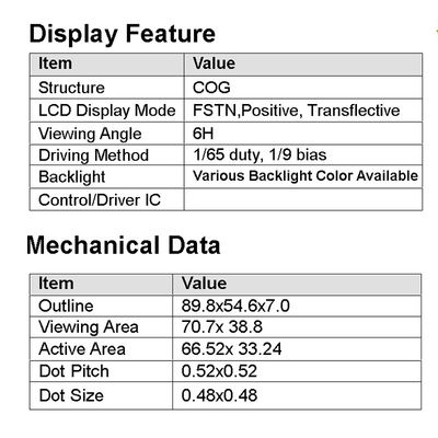 128X64 LCD COG Ekran, Pozitif Gri Yansıtıcı LCD Ekran HTG12864K1-K