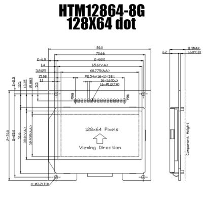 128X64 LCD Grafik Ekran Modülü S6B0724 Sürücüsü STN YG Ekranı