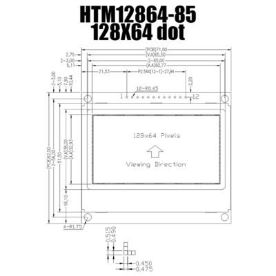 Beyaz Yan Aydınlatmalı 128X64 SPI FSTN Grafik LCD Ekran