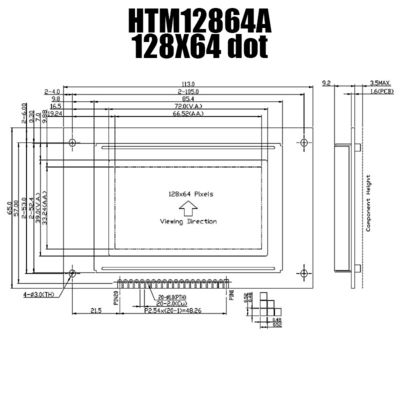 20PIN COG Grafik LCD Modülü 128x64 Nokta İçeriği STN Mavi Ekran