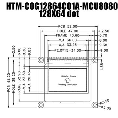 Beyaz Yan Aydınlatmalı 128X64 Nokta Grafik FSTN COB LCD Modülü
