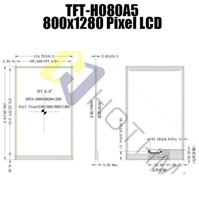 Endüstriyel Kontrol İçin Okunabilir MIPI JD9365 TFT LCD Ekran Güneş Işığı