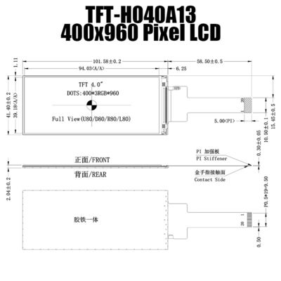 Parmak İzi Kilidi için 4 İnç TFT LCD Modülü 400X960 TFT LCD Ekran Üreticisi