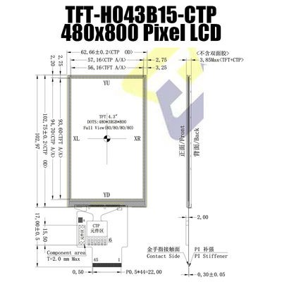 4.3 İnç IPS SPI Kapasitif Dokunmatik Panel TFT Ekran 480x800 Pcap Monitör