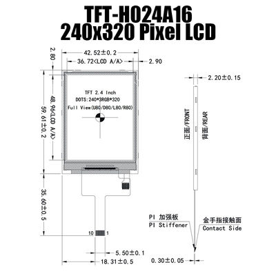 2,4 İnç 240x320 SPI Endüstriyel Monitör TFT LCD Ekran Üreticisi Güneş Işığında Okunabilir