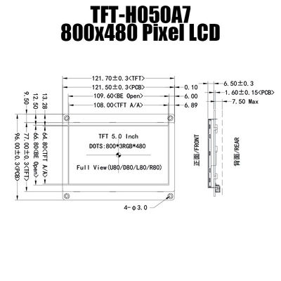 HDMI TFT Modülü Ekranı İçin 5 İnç 800x480 Noktalı Panel, LCD Denetleyici Kartı ile