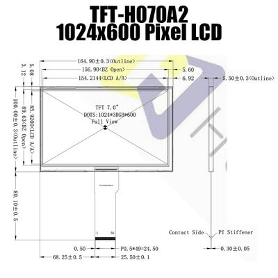 7 İnç TFT LCD Panel IPS Güneş Işığında Okunabilir Monitörler TFT LCD Ekran Üreticisi