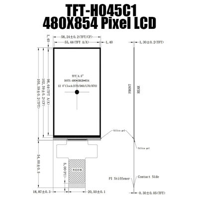 4.5 &quot;İnç TFT LCD Ekran Modülü 480x854 MCU8080 3D Yazıcılar İçin LCD Monitörler