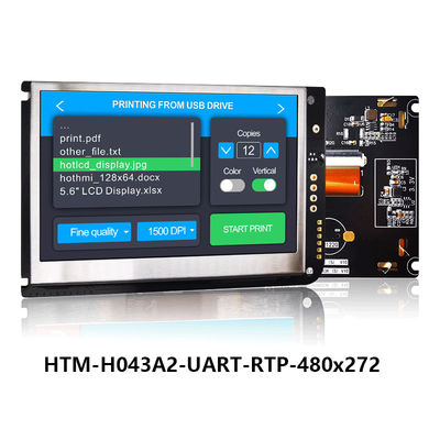 4.3 İnç UART Dirençli Dokunmatik Ekran TFT LCD 480x272 Ekran, LCD KONTROL KARTLI