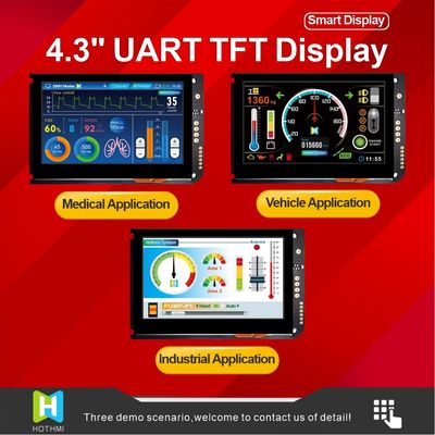 4.3 İnç UART Kapasitif Dokunmatik Ekran TFT LCD 800x480 Ekran, LCD KONTROL KARTLI