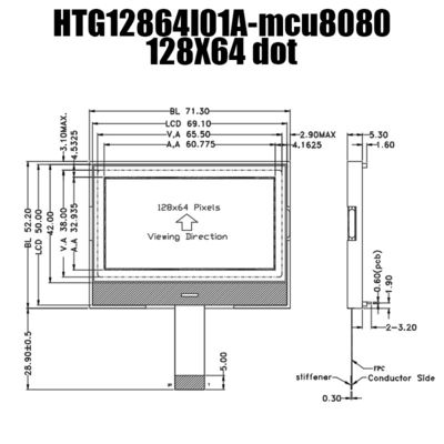 Beyaz Işıklı 128x64 COG LCD Grafik Ekran Modülü ST7567 Denetleyici