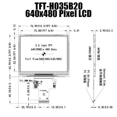 Endüstriyel Bilgisayar İçin 3,5 İnç IPS 640x480 Geniş Sıcaklık TFT Ekran Paneli ST7703