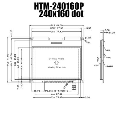 240X160 Grafik LCD Modülü FSTN Beyaz Aydınlatmalı Pozitif Ekran ST7529